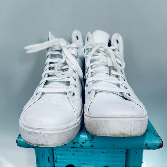 File Varallo White High Top Leather Sneakers Size 10 - Picture 2 of 10